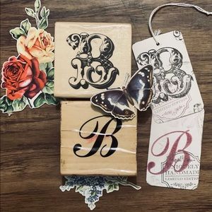 2 Wooden Block Monogram/ Initial “B” Stamps